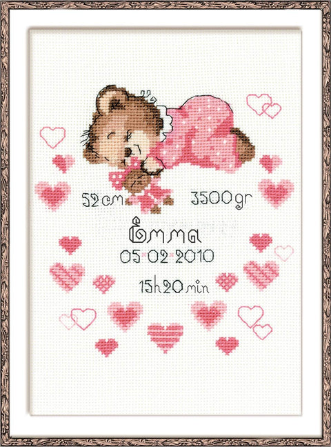 Girls Birth Announcement - Cross Stitch Kit from RIOLIS Ref. no.:1123