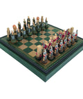 GLADIATORS Chess Set Green Leatherette + Box