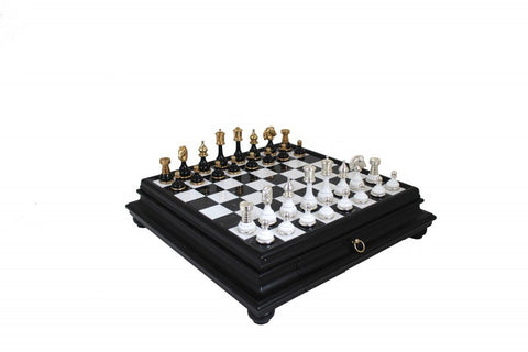 Gold & Silver Plated Brass Chess Pieces with Luxurious Marble/Wood Chessboard