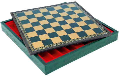 GOLF SET: Handpainted Pewter Chess Set with Leatherette Chessboard + Checker Set