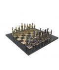Solid Metal Chess Pieces with Grey Erable Briar Wood Chessboard