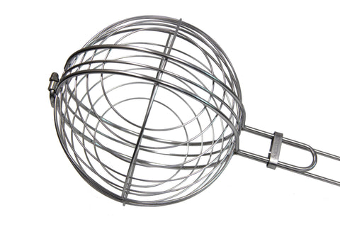 BBQ Grill Basket Ball 22 cm with 23 cm Handle, Metal Rotisserie Basket for Grill, Barbecue, and Shashlik Grates by HOBi.LT