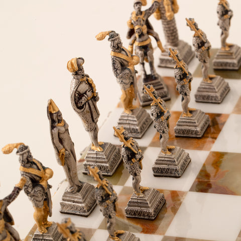 Gulliver and Lilliputians II: Luxurious Chess Set from Bronze finished using Real 24k Gold