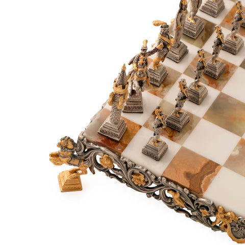 Gulliver and Lilliputians II: Luxurious Chess Set from Bronze finished using Real 24k Gold