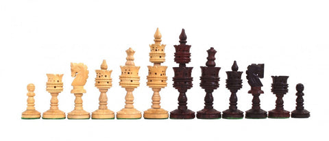 Hand Carved Wooden Chess Pieces with Real Leather Chessboard