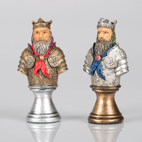 Handpainted MEDIEVAL Chess Set with Leatherlike Chess Board