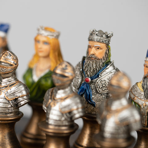 Handpainted MEDIEVAL Chess Set with Leatherlike Chess Board