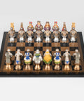 Handpainted MEDIEVAL Chess Set with Leatherlike Chess Board
