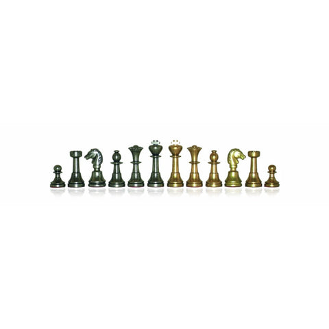 Handmade Brass Chess Pieces Set, Gold & Silver Plated, Classic, Italy, King 5cm