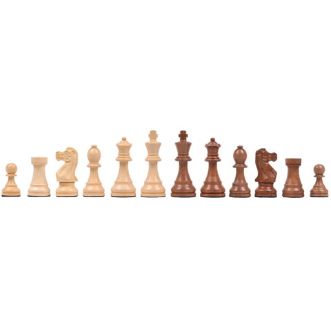 Acacia Wood Chess Pieces Set, Handcrafted Weighted, King 4in, Made in Italy