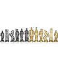 Roman vs Barbarian Metal Chess Pieces, Handcrafted Gold & Silver, Made in Italy