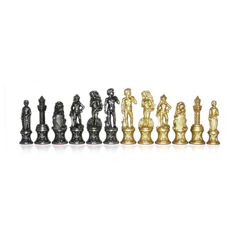 Italian Florentine Metal Chess Pieces, Gold & Silver Plated, King 8.3cm