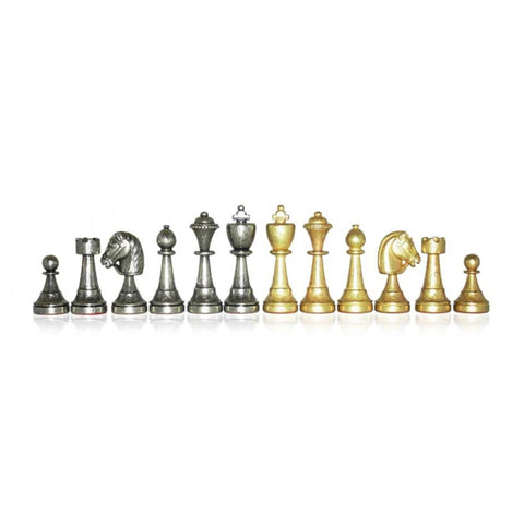 Gold & Silver Plated Metal Chess Pieces, Handcrafted, 7.5cm King, Italian Made