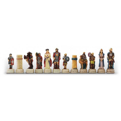 Hand-Painted Romans vs Arabs Chess Set Pieces, Resin, King 8cm, Italian-Made