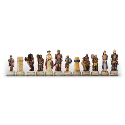Hand-Painted Romans vs Arabs Chess Set Pieces, Resin, King 8cm, Italian-Made