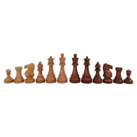Weighted Acacia Chess Pieces, Hand-Carved Set, King 3.8in, Made in Italy