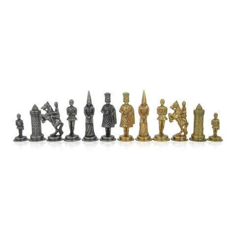 Camelot Chess Pieces Set, Gold & Silver Plated, Handcrafted Italy, 9cm King