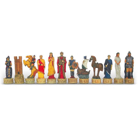 Trojan War Chess Set Pieces, Hand-Painted Resin, Made in Italy, 8cm King