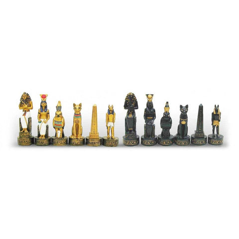 Ancient Egypt Chess Pieces Set, Hand-Painted Resin, 8cm King, Made in Italy