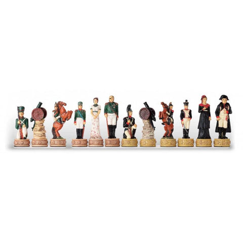 Napoleon vs Russia Chess Pieces Set, Hand-Painted Resin, 8cm King, Italy