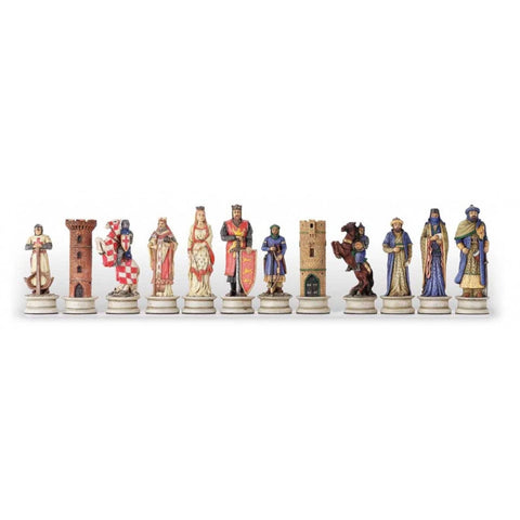 Hand-Painted Resin Chess Set: Crusaders vs Saracens, 8cm King, Made in Italy