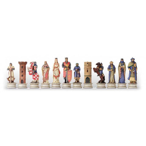 Hand-Painted Resin Chess Set: Crusaders vs Saracens, 8cm King, Made in Italy