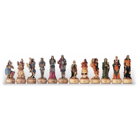 Skeleton Chess Pieces Set, Hand-Painted Gothic Resin, Made in Italy, 8 cm King