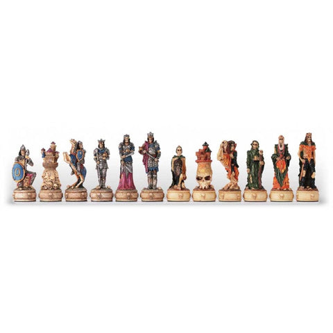 Skeleton Chess Pieces Set, Hand-Painted Gothic Resin, Made in Italy, 8 cm King