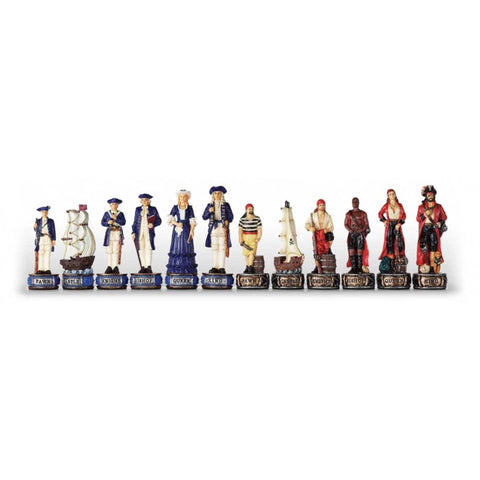 Pirate Chess Pieces Set, Hand-Painted Resin, 8cm King, Made in Italy