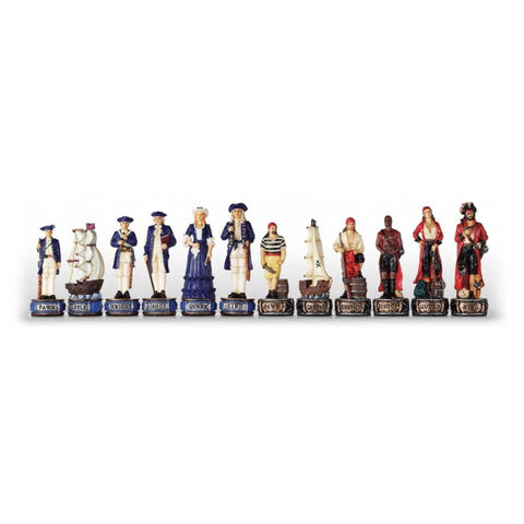 Pirate Chess Pieces Set, Hand-Painted Resin, 8cm King, Made in Italy