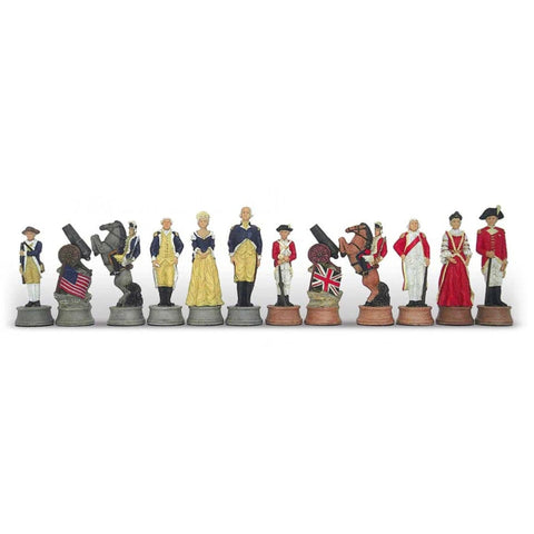 American Revolution Chess Pieces, Hand-Painted Resin, 8cm King, Made in Italy