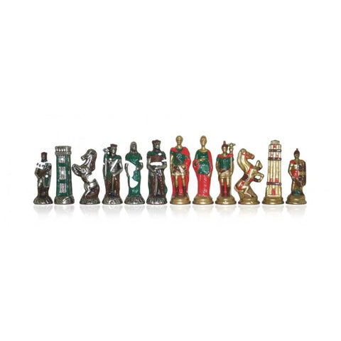 Hand-Painted Metal Chess Set, Romans vs Barbarians, Made in Italy, King 7.5cm