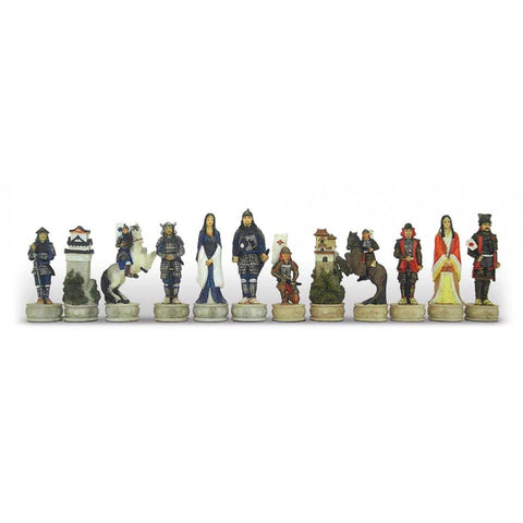 Samurai Chess Pieces Set, Hand-Painted Resin, 8cm King, Made in Italy
