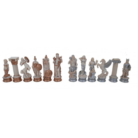 Greek Mythology Chess Set, Hand-Painted Resin Pieces, 8cm King, Made in Italy
