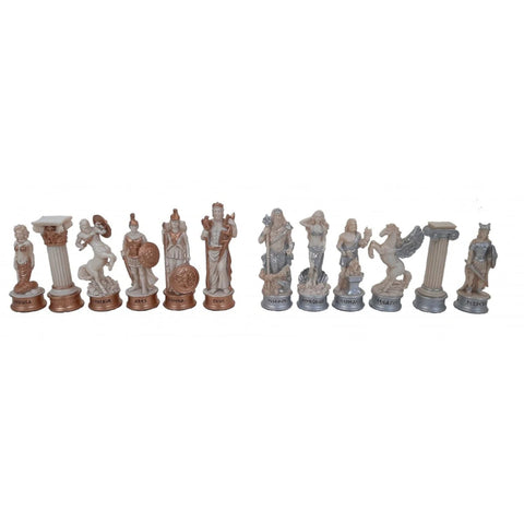 Greek Mythology Chess Set, Hand-Painted Resin Pieces, 8cm King, Made in Italy