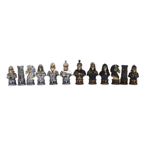 Skeleton Chess Pieces Set, Hand-Painted Resin, 8cm King, Made in Italy