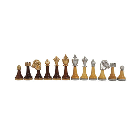 Classic Gold & Silver Chess Pieces, Metal/Wood, Handmade in Italy, King 7.5cm