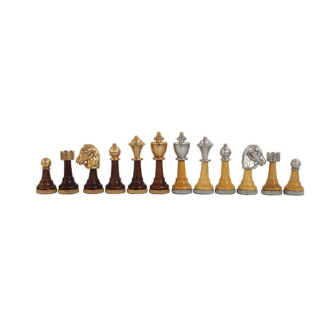 Classic Gold & Silver Chess Pieces, Metal/Wood, Handmade in Italy, King 7.5cm