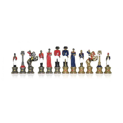 Hand-Painted Metal Napoleon Chess Pieces Set, Made in Italy, 8.2 cm King