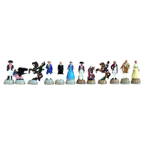 American Revolution Chess Pieces, Hand-Painted Pewter, Made in Italy