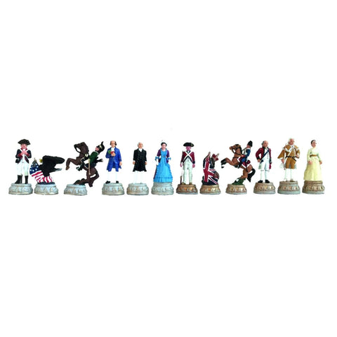 American Revolution Chess Pieces, Hand-Painted Pewter, 3" King, Made in Italy