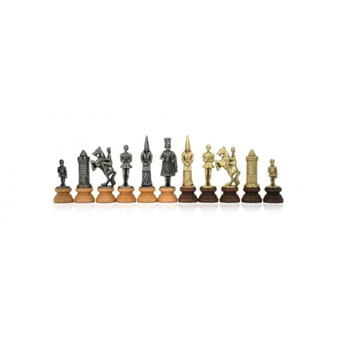 Camelot Medieval Chess Pieces, Metal & Wood, Gold/Silver, 11cm King, Italy