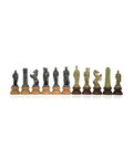 Roman vs Barbarian Chess Pieces, Handmade Metal & Wood, Gold/Silver, 10cm King