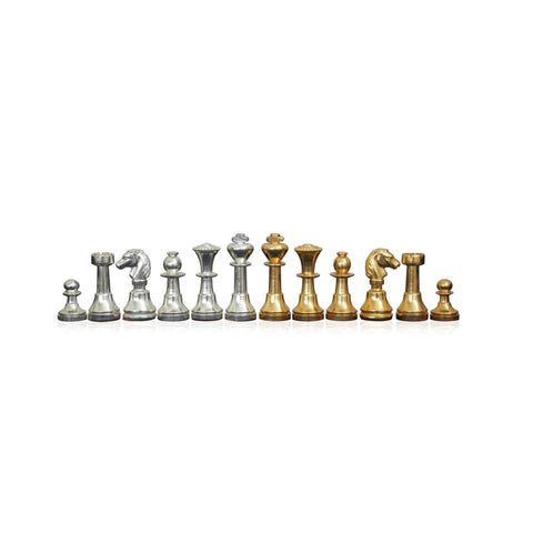 Gold & Silver Plated Brass Chess Pieces, Handmade Classic, Italy, 5cm King