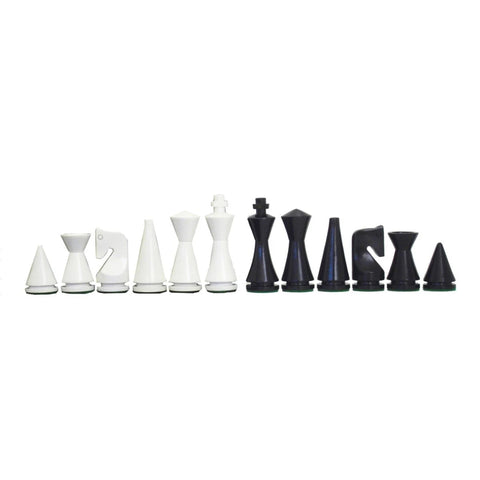 Modern Acacia Chess Pieces, Handmade Black & White, King 7.6 cm, Made in Italy