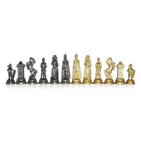 Mary Stuart Metal Chess Set, Handcrafted, Gold & Silver Plated, Made in Italy