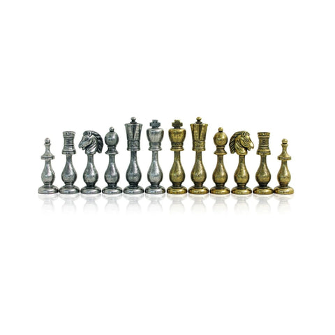 Italian Metal Chess Pieces, Gold & Silver Plated, 10cm King, Handcrafted