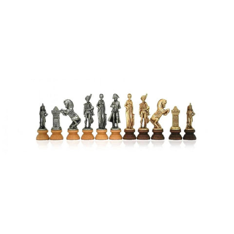 Napoleon Chess Pieces, Handcrafted Metal & Wood, Gold/Silver, Italy