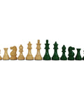Weighted Wooden Chess Pieces, Green & Natural, Handcrafted, Italian
