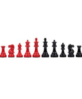 Weighted Red & Black Wooden Chess Pieces, Handmade, Made in Italy